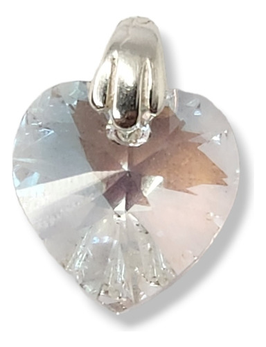 Dije Corazon Cristal Swarovski Elements 14mm Plata Colores