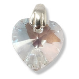 Dije Corazon Cristal Swarovski Elements 14mm Plata Colores