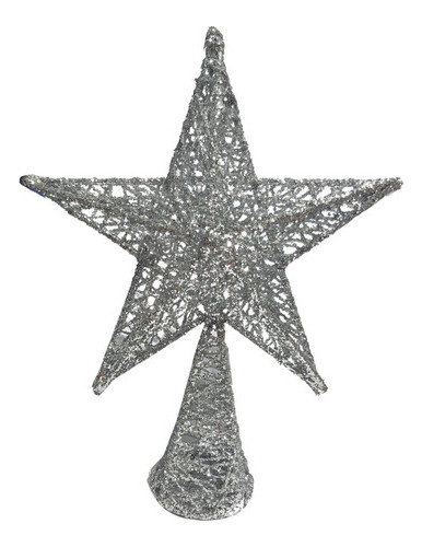 Estrella Para Árbol De Navidad Plateada 24cm