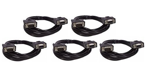 Cables De Extensión Db9 6 Pies, Negro, 5 Pack