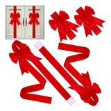 6 Lazos Para Puerta De Navidad, Color Rojo
