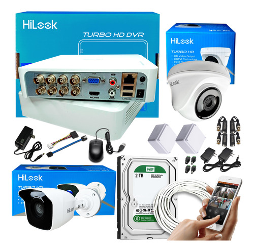 Kit Camaras De Seguridad Dvr 8 Ch 1080p + 2 Cam + D 2 Tb + C