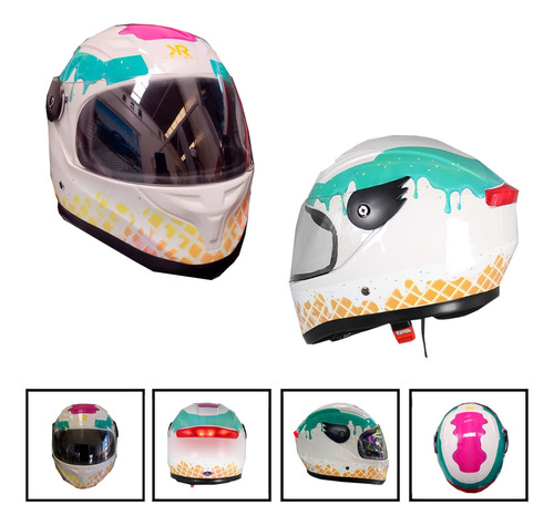 Casco Cerrado Infantil C/luz Ice Cream Brillante Rmb