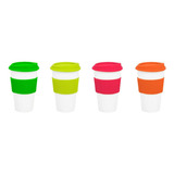 30 Vaso Termico Tipo Starbuck Tapa Faja Colores Pastel Nuevo