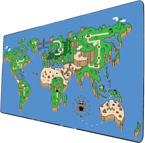 Mouse Pad Grande Mapa Mundial Mario Bros Art 40x90cm