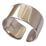 Calidad Anillo Grande Plata Lisa For Mujer