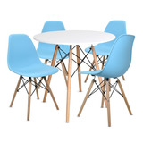 Comedor Moderno Mesa Madera Malamina + 4 Sillas Aqua