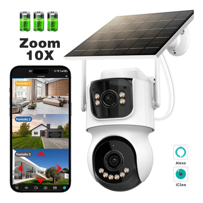 Cámara De Seguridad Solar Wifi Exterior Con Batería Y Zoom 1 Blanco | Envío gratis