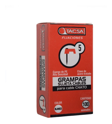 Grampas Sujeta Cable Tacsa N° 5 Clavo De Acero Caja X 100u
