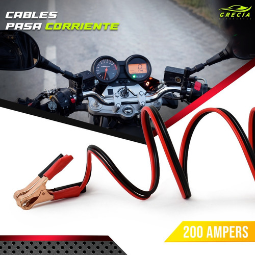  Cables Pasa Corriente Para Moto Reforzados 200 Amp 2 Metros