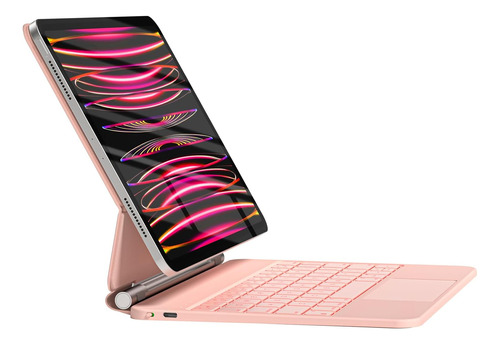 Funda Con Teclado Hou/para iPad 11/magnetic/pink