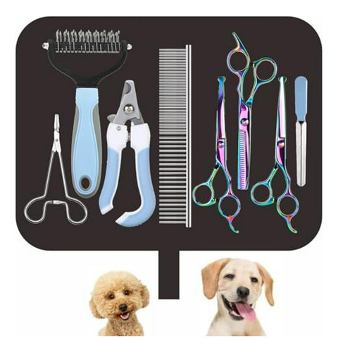 Kit De Aseo Para Mascotas - Tijeras, Cepillo, Cortaúñas, Lim