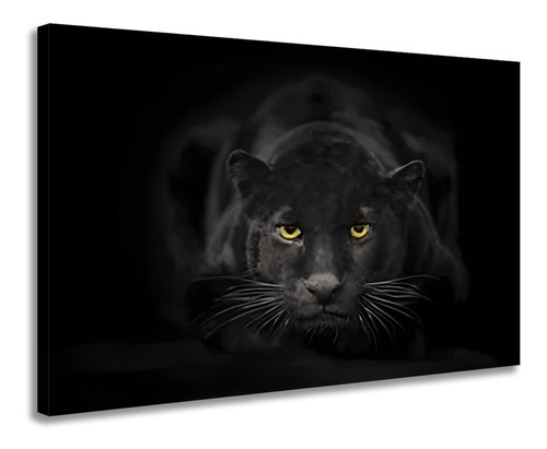 Quadro Decorativo Tela Grande Pantera Negra Luxo Para Sala Cor Preto