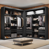 Closet Casal Premium 8 Gavetas Amoudi Móveis Cor Preto Tx