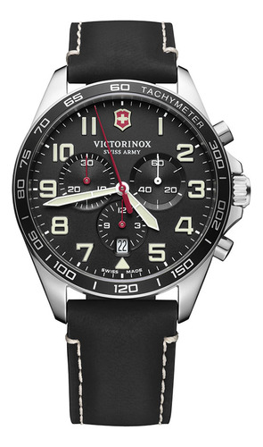 Reloj Fieldforce Chrono Correa Cuero Dial Negro Victorinox