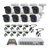Kit Video Vigilancia 8 Cam Hikvision 1080p 1tb Baluns Dvr 16