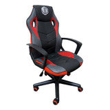 Silla De Escritorio Gamer Jd 615 Regulable Cuero Sintetico 5 Ruedas Negro Rojo 