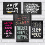 Kit Com 6 Placas Decorativas Em Mdf - Frases - Motivacionais Cor Colorido Placas Frases