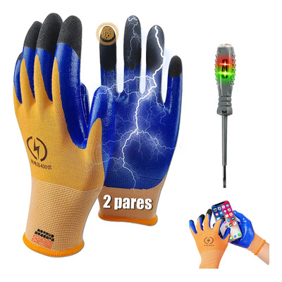 2 Pares De Guantes De Electricista Y Destornillador Aislado