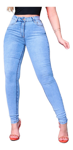 Calça Plus Size Feminina Jeans Cintura Alta E Lycra Premium