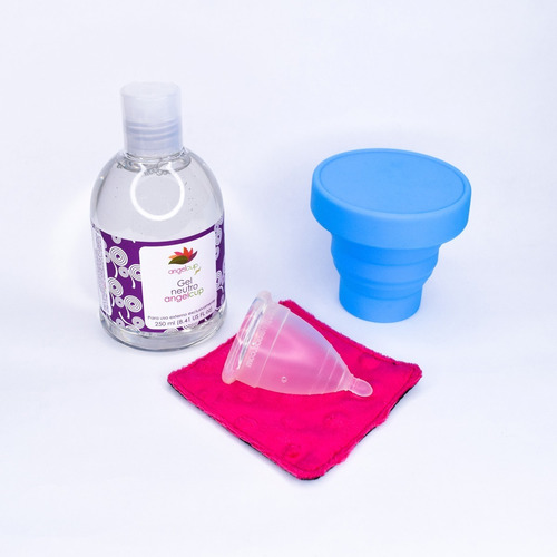 Copa Menstrual Angel Cup (ch/gde) + Vaso + Gel Neutro 250ml