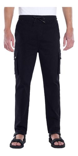 Joggers Oggi Hombre Gabardina Corte Slim Negro