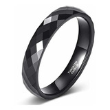 Anillo De Tungsteno Alta Calidad 4 Mm P/mujer/hombre, Negro