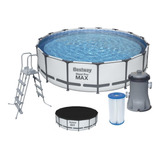 Piscina Estructural Bestway Steel Pro Max Con Capacidad De 14970 Litros De 457cm De Diámetro  Gris Diseño Liso