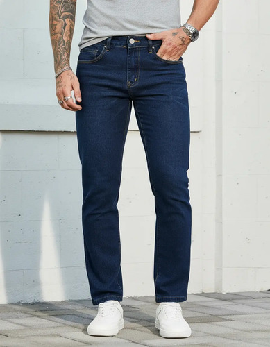 Pantalon De Mezclilla Hombre Jeans Algodón Recto Vintage