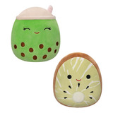 Peluche Squishmallows Reversible 1x2 Kiwi Té Verde Boba 13cm