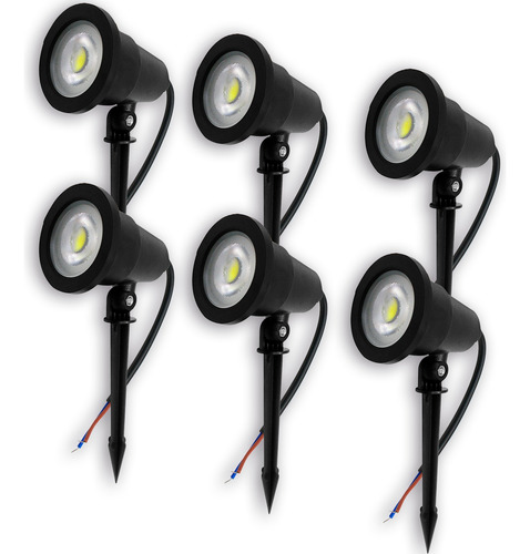 Kit 6 Luminária Espeto Jardim Com Lâmpada Cob Led 7w