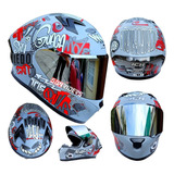 Casco Moto Biker Ich Gris Orale Dot Integral Mica Tornasol 