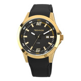 Relógio Masculino Technos Racer Preto  Envio 24h Cor Do Bisel Dourado