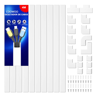 Kit 10 Canaletas Brancas Pvc 24mm X 14mm * 40cm Branco