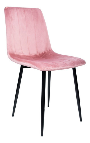 Silla Eames Tapizada Rosa Recto Color De La Estructura De La Silla Negro Diseño De La Tela Liso