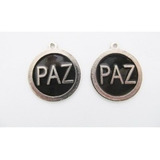 2 Dijes De Metal Esmaltado Palabra Paz Para Collar O Pulsera