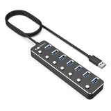 Hub Usb Vemont, Concentrador De Datos Usb 3.0 De Aluminio Co