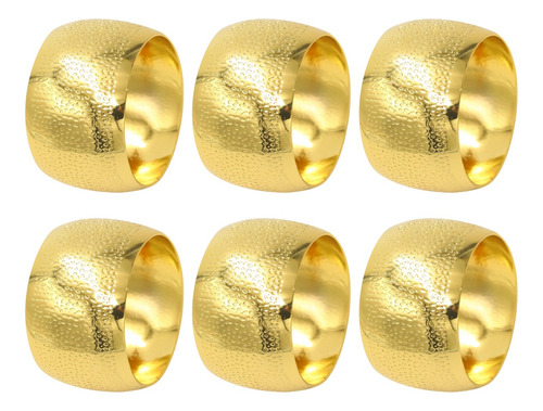 Kit Conjunto 6 Argola Anel Metal Dourado Para Guardanapo