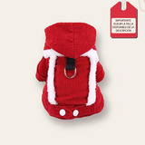 Ropa Para Perro O Gato Saco Sweater Rojo Capota Y Hebilla