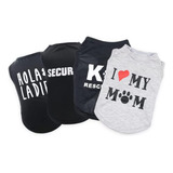 4 Piezas Camiseta Para Perro Mascota I Love My Mom K9 Unit H