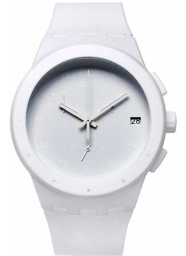 Reloj Swatch Basic White Susw400 Con Malla De Caucho Blanca