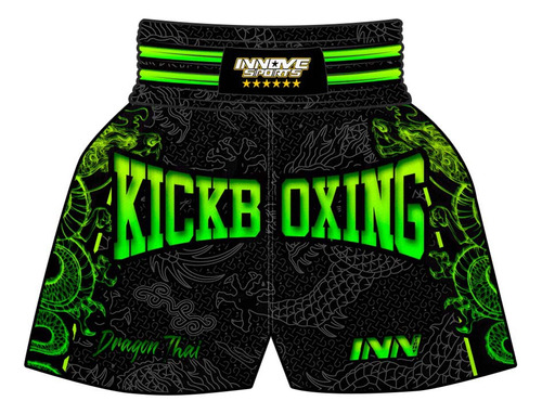 Short Kickboxing Calção Tailandês Dragon Thai Verde