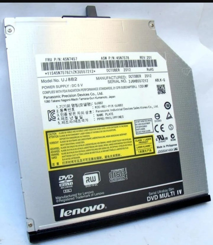 Grabadora Dvd-cd-rw Lenovo Sata 9.5mm Slim Fru-45n7457 Box