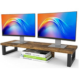 Westree Soporte Para Monitor Doble, Soporte De Madera Y Acer