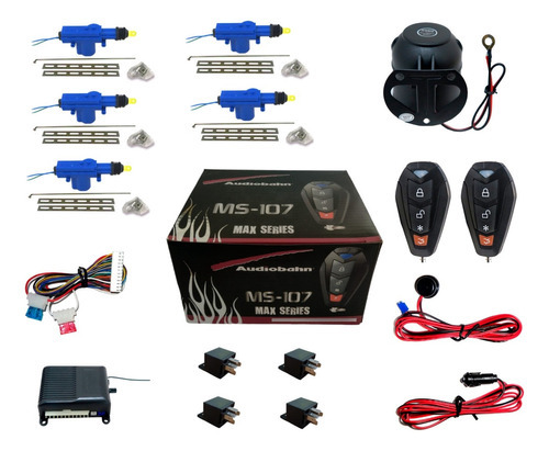 Paquete Alarma Audiobahn Ms-107 + 5 Actuadores Y 4 Relays