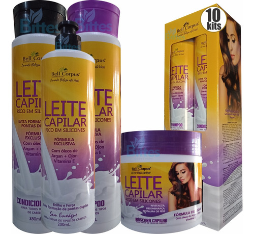 10 Kits Leite Capilar Bell Corpus Rico Em Silicones Atacado