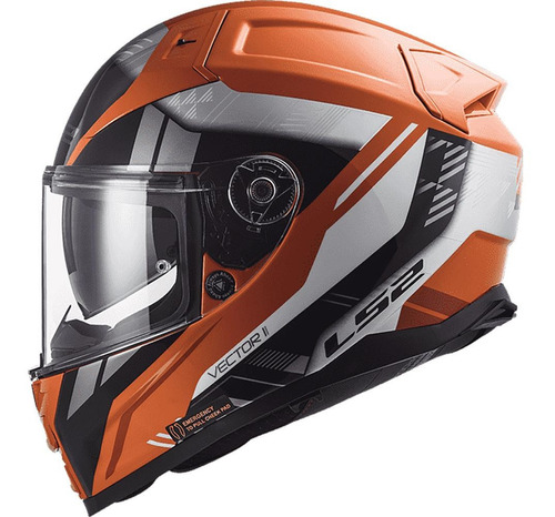 Casco Ls2 Vector Ii Stylus Naranja/negro Ff811