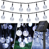 Cordão Varal 100 Leds Cristal Bolinha 12m Luz Solar