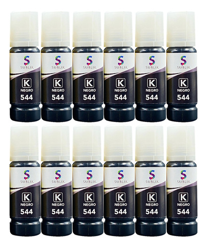 12 Tintas Negro Para Epson 544 Compatible L1250 L3250 L1210