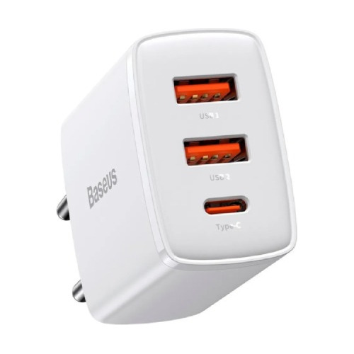 Carregador Rápido Turbo 30w Pd Baseus Tipo-c & 2 Usb Compact